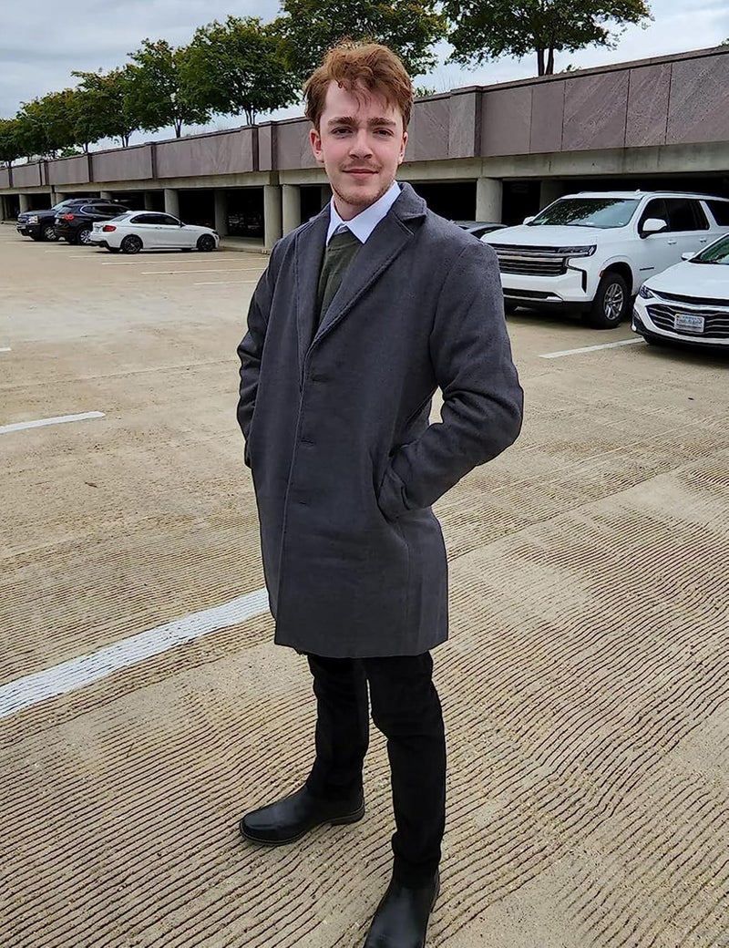 Springrain Men's Wool Blend Pea Coat Notched Collar Single Breasted Overcoat Warm Winter Trench Coat(Dark Gray-S) - Image 4